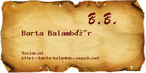 Barta Balambér névjegykártya